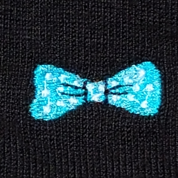 Etoile Women's Black Sweater with Embroidered Pastel Bows | V Neck | Sz Medium - Picture 7 of 7